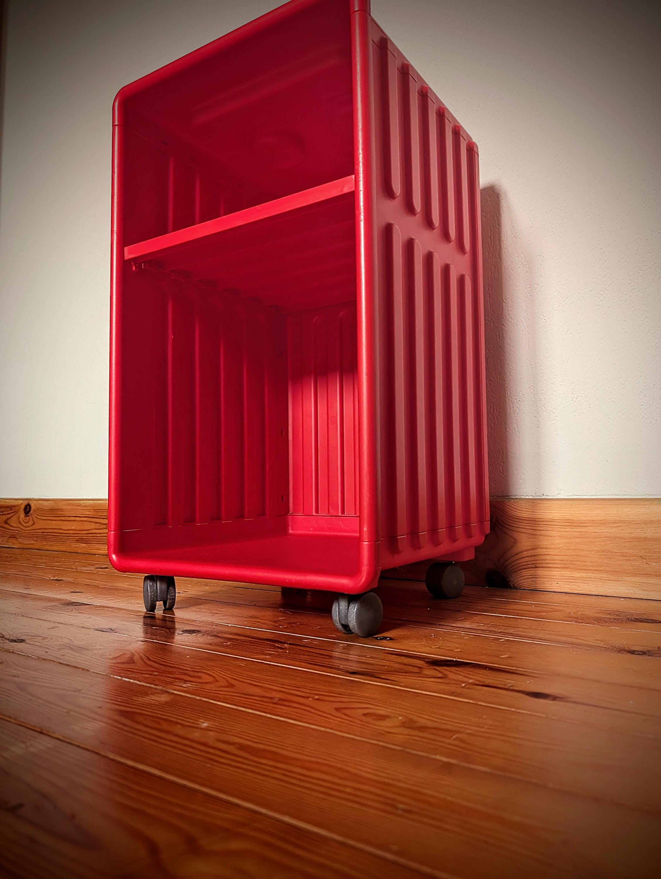 RARE Vintage IKEA DIDRIK Red Bedside / Storage / Side Table