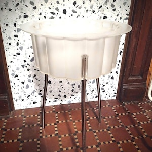 Ikea &quot;hatten&quot; transparent vintage side table with serving plate and storage &#39;90&#39;s by Ehlén Johansson plastic and chrome!