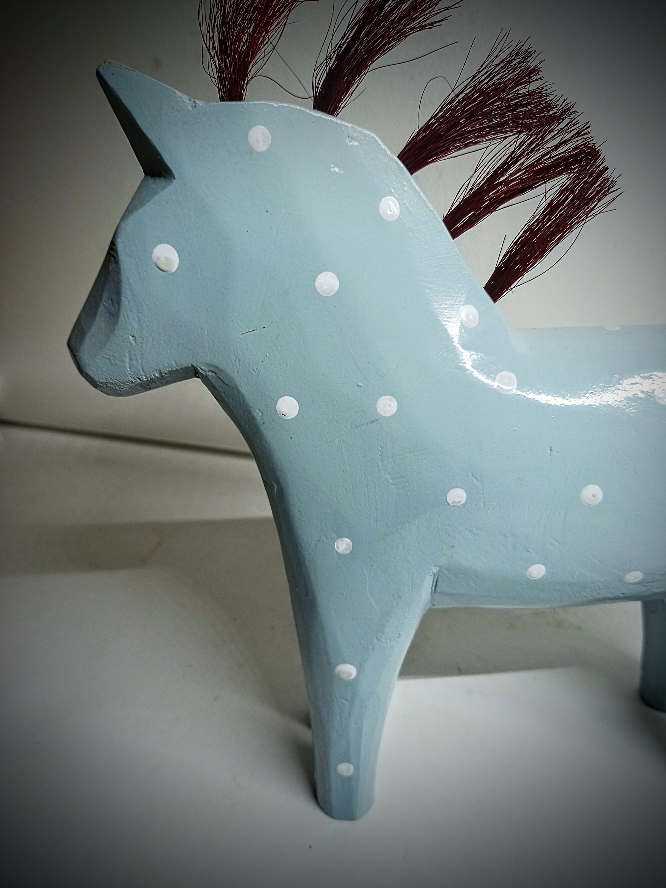 レア ブルー 水玉模様 ヴィンテージ イケア DALA 馬像