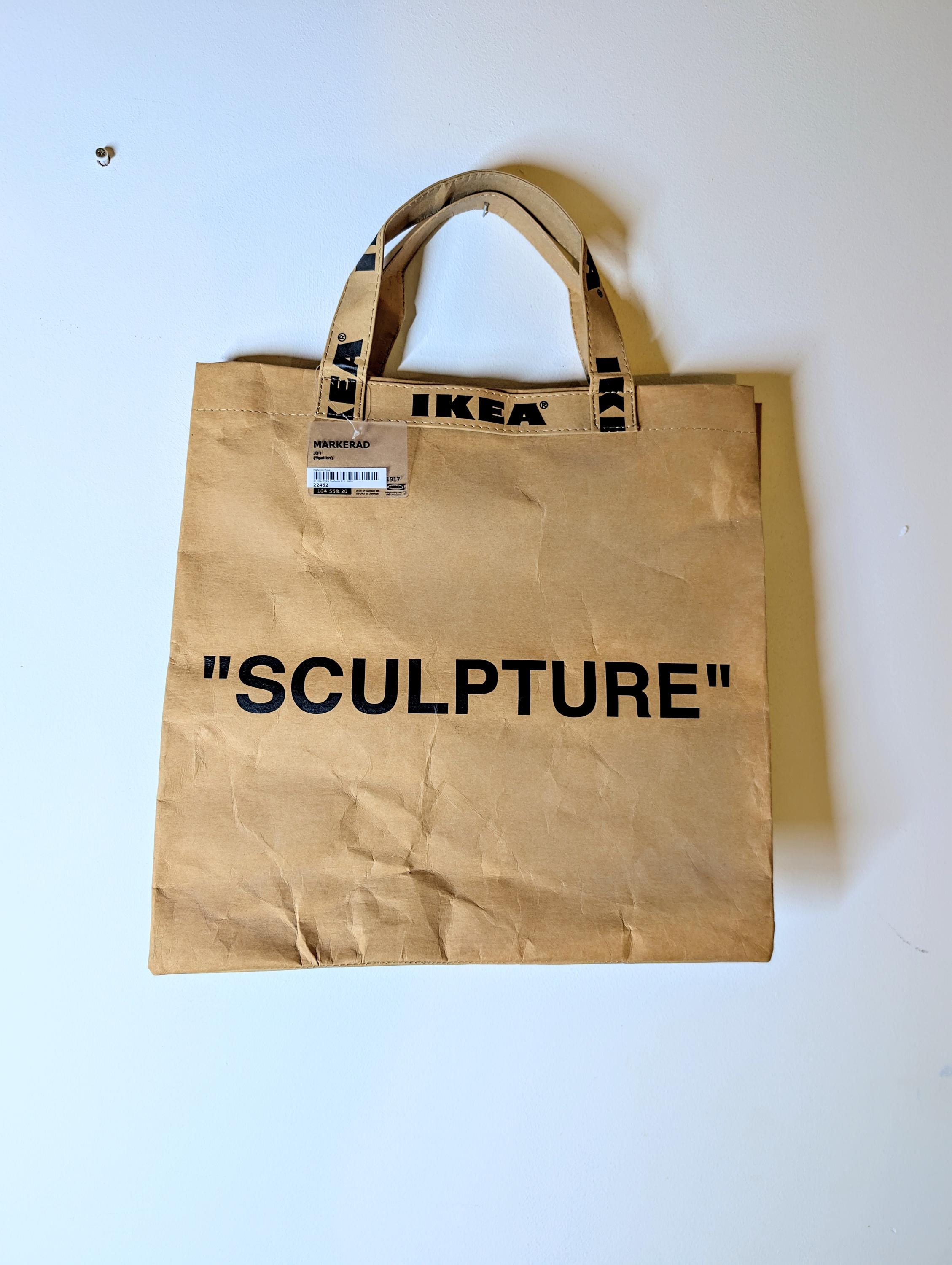 Sac Fourre-Tout IKEA VIRGIL ABLOH MARKERAD « SCULPTURE » - Taille Large - Marron - Papier Renforcé - Neuf Avec Étiquettes