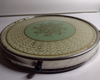 Mid century rotating Cake stand art déco tray glass metal abstract decor Lazy Suzan