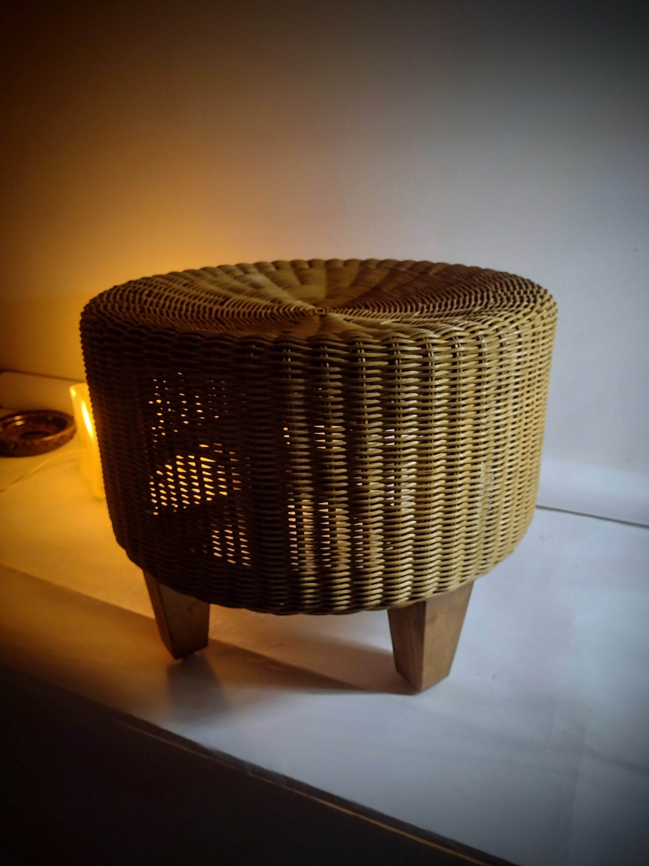 希少なイケア ヴィンテージ ラタン スツール/籐/1980 年代 1990 年代