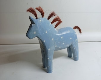 レア ブルー 水玉模様 ヴィンテージ イケア DALA 馬像 ダーラハスト