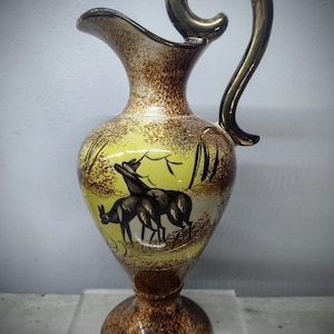 アヒル型陶器花瓶 花柄エプロン 手書き ポルトガル製 Belgium