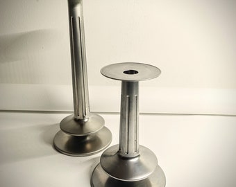 Vintage Ikea Aluminium Maria Vinka design SET of candlestick holders two different sizes in one set. Steampunk pop-art vintage styling