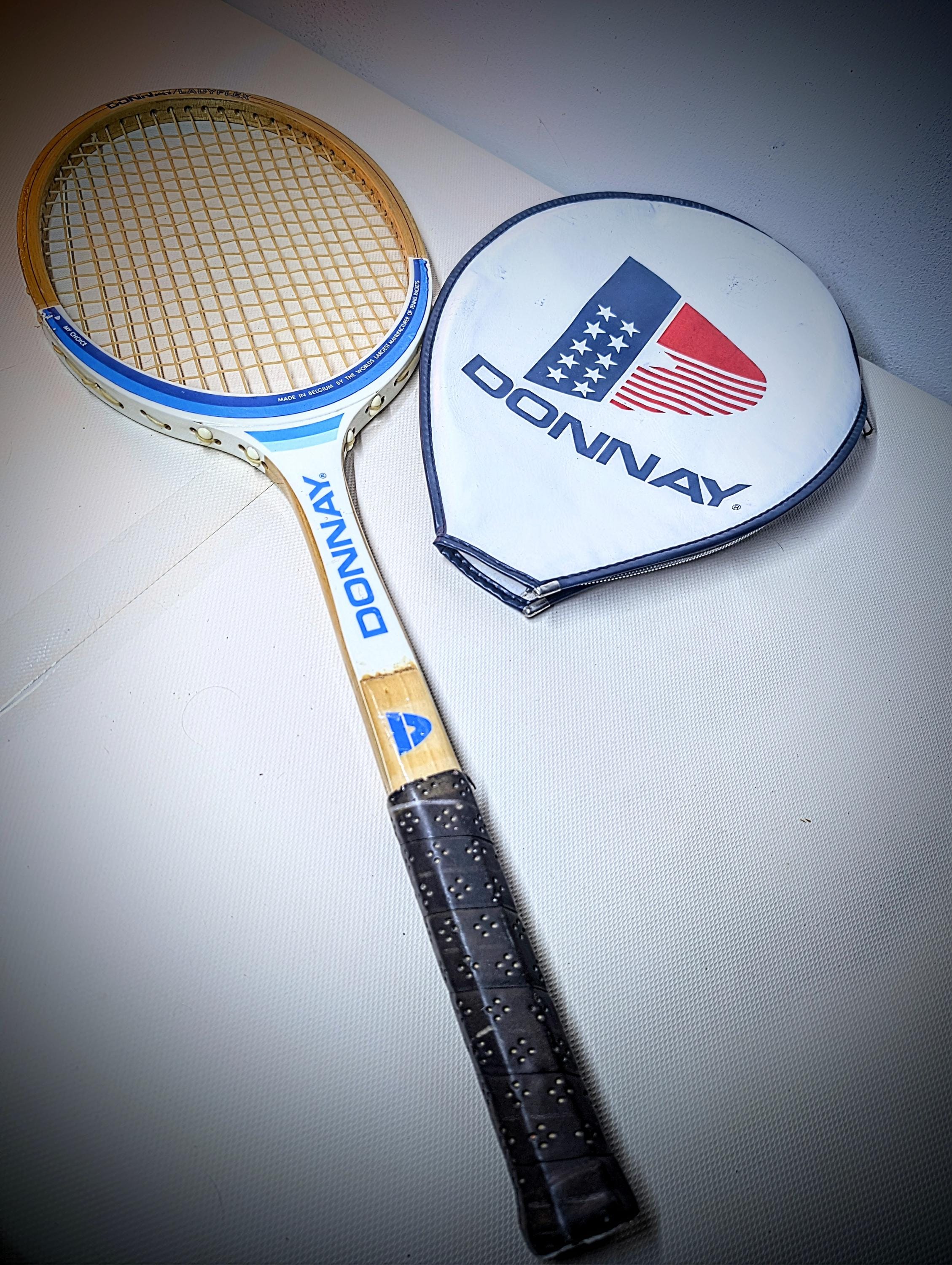 Raquette tennis Vintage en bois Donnay University + housse