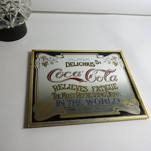 Vintage Brass Framed Coca Cola Advertising Mirror