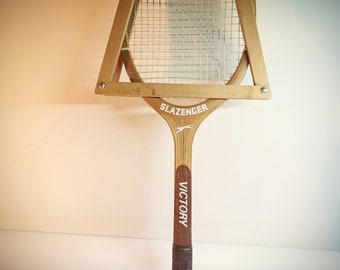 Raquette de tennis Slazenger 'Victory' vintage Angleterre Frame Rare avec clé