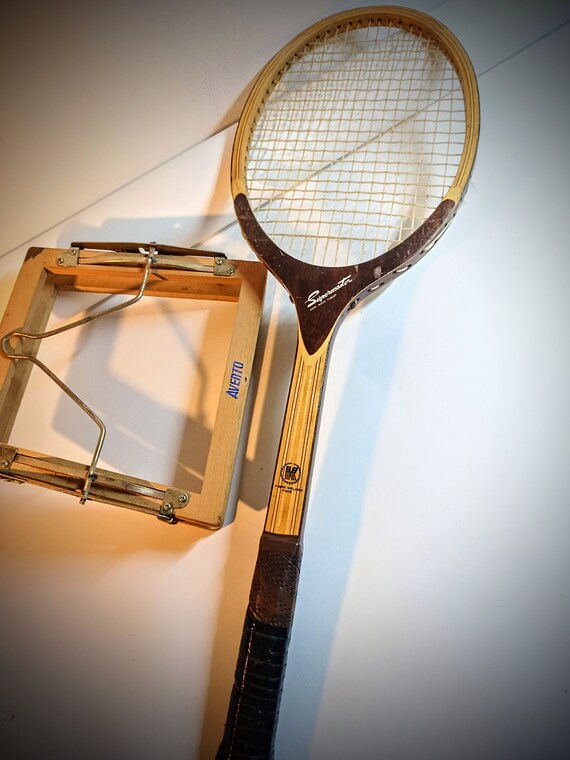 Raquette Tennis Bois Davis 5L Vintage – Collection, Poignée Cuir – Fabriquée USA