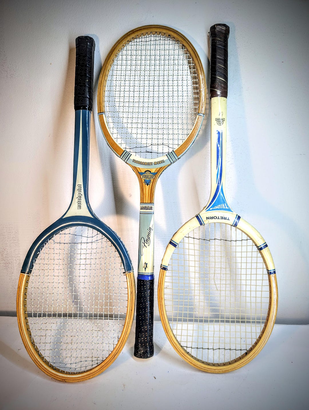 Set of THREE Vintage Wooden Tennis Rackets 1960's Penguin Finalist ...