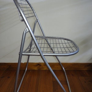Unique Refurbished silver chrome colored Niels Gammelgaard &quot;åland&quot; net folding chair &quot;70&#39;s net iron Refurbished rare