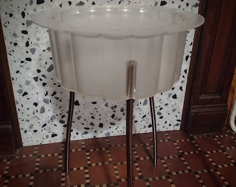Ikea "hatten" transparent vintage sidetable with serving plate and storage '90's by Ehlén Johansson plastic and chrome!