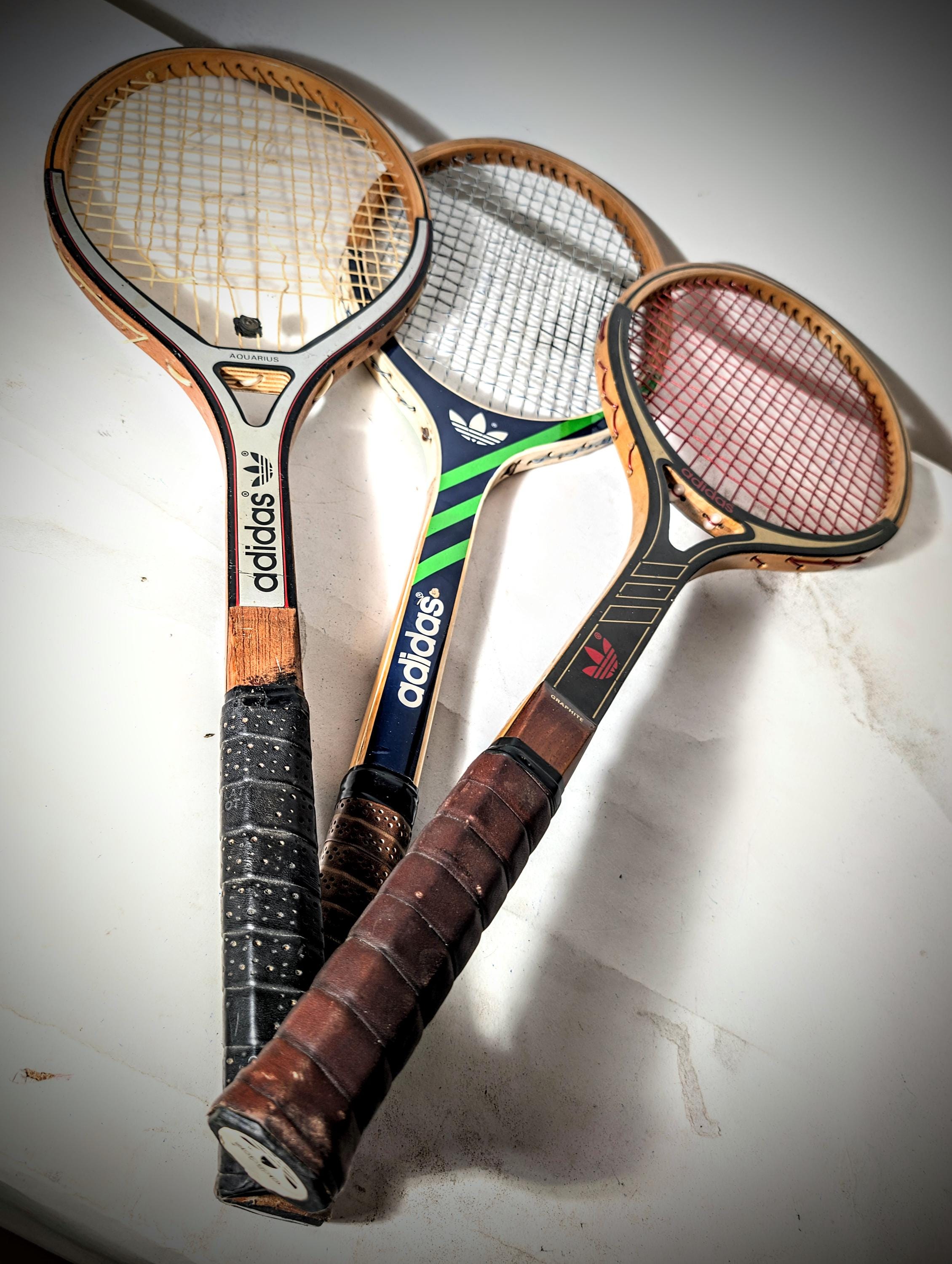 Set of 3 Vintage ADIDAS Tennis Rackets Ads 030+ 073+075