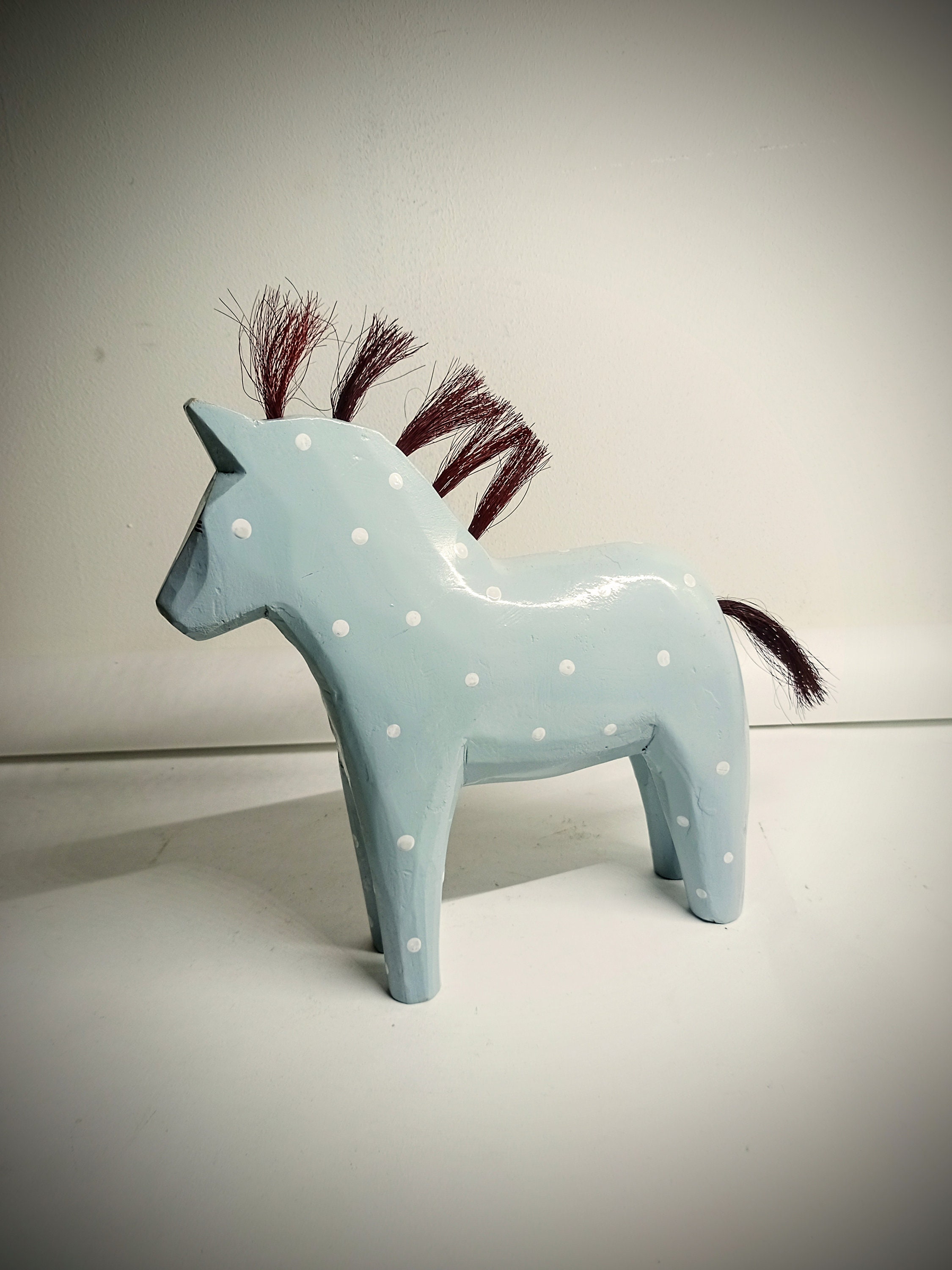 レア ブルー 水玉模様 ヴィンテージ イケア DALA 馬像
