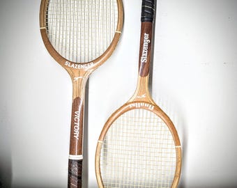 Beautifull Set of Two vintage 1960&#39;s-1970&#39;s wooden Tennis Rackets Slazenger Victorie & Slazenger Finalist! Lovely condition!