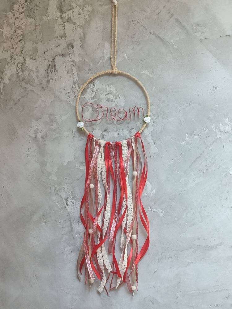 Attrape Rêves Rouge, Dreams Catcher. Attrape Personnalisable, Capteur de Rêve