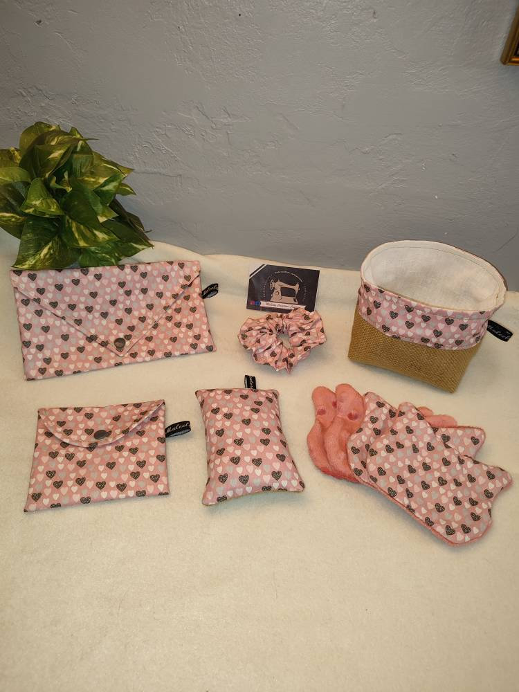 Box Beauté Zéro Déchet , Cadeau Saint Valentin, Panier, Lingette, Étui Savon, Pochette Masque, Chouc