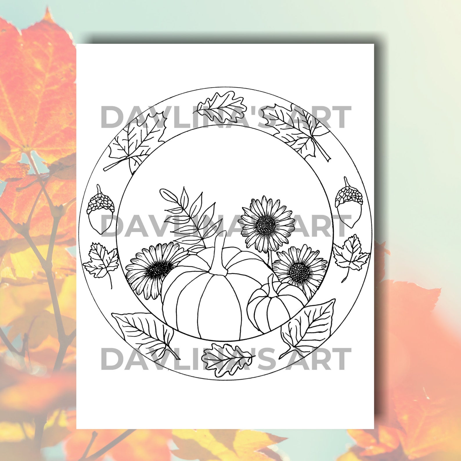 Set of 12 Fall Printable Coloring Pages for Adults and - Etsy