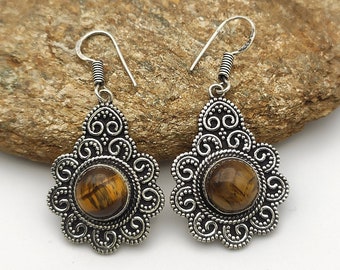 Tiger eye earrings, Indian and dangling earrings