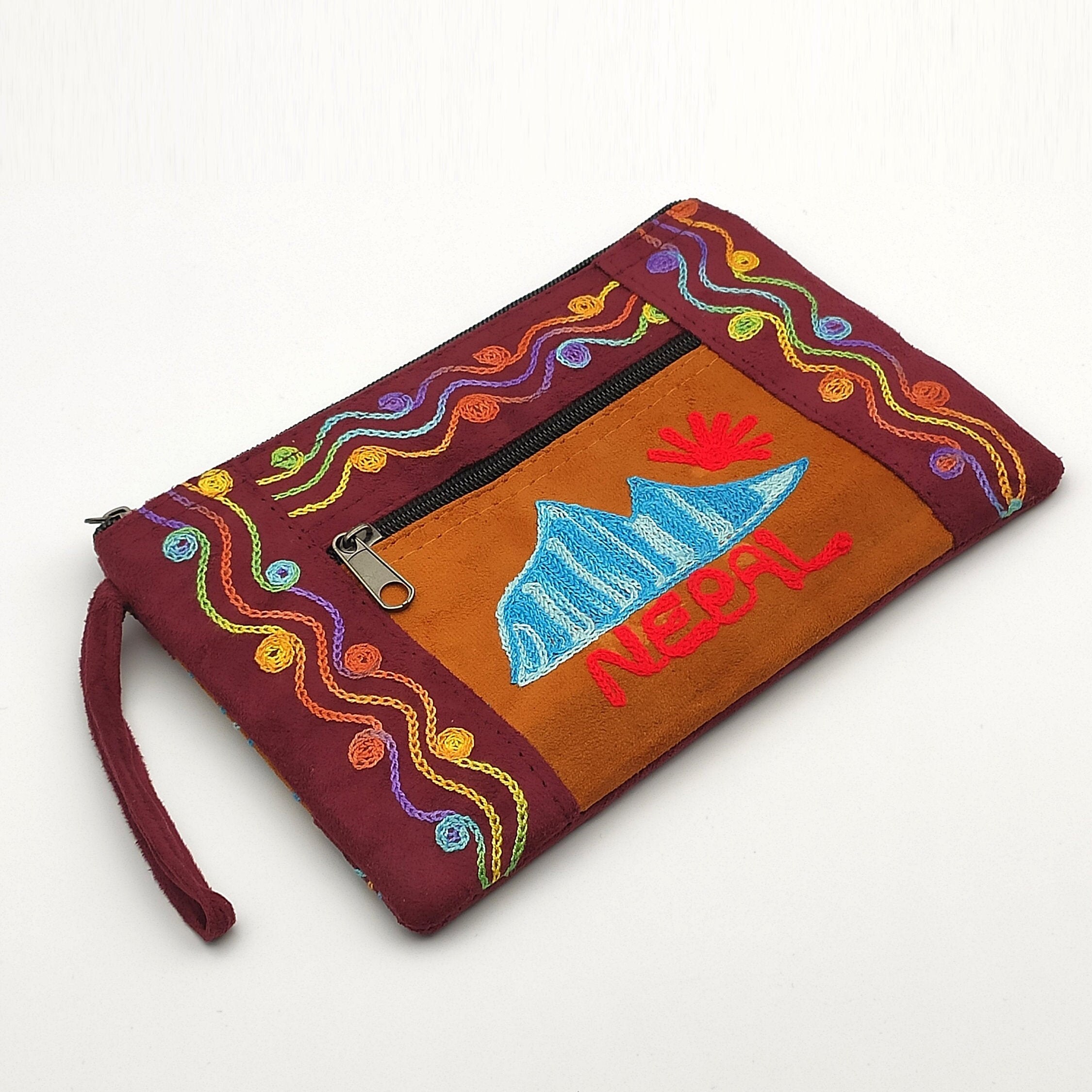 Trousse de Toilette Brodée à La Main - Artisanat Népalais Pochette Rangement