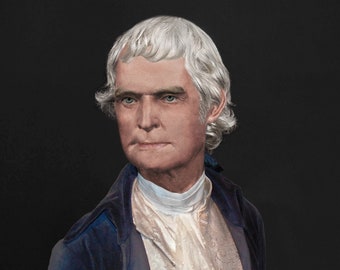 The Real Face of Thomas Jefferson based upon his Life Mask Signed, Numbered Giclée Print w/COA by Digital Yarbs Presidents Founding Fathers