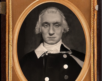 The Lost Daguerreotype of George Washington Based Upon His Life Mask Signed, Numbered Giclée Sepia Print w/ COA Presidents Founding Fathers