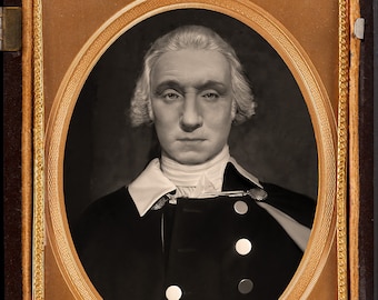 The Lost Daguerreotype of George Washington Based Upon His Life Mask Signed, Numbered Giclée Sepia Print w/ COA Presidents Founding Fathers