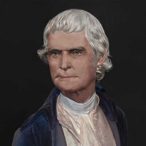 A verdadeira face de Thomas Jefferson baseada em sua máscara de vida 4 x 6 cartão postal Máscara de vida Monticello Pais Fundadores Presidentes