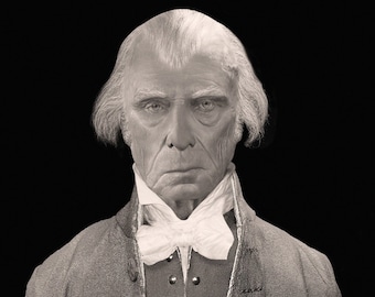 The Real Face of James Madison Postcard Based upon his Life Mask - Sepia B/W by Digital Yarbs Presidents Founding Fathers