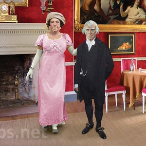 James Madison et Dolley Madison dans le salon de Montpellier Carte postale basée sur leurs masques de vie par Digital Yarbs