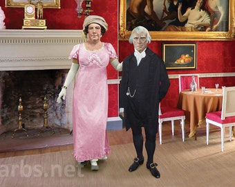 James Madison and Dolley Madison in the Drawing Room at Montpelier Postcard Based Upon Their 1825 Life Masks by John Henri Issac Browere