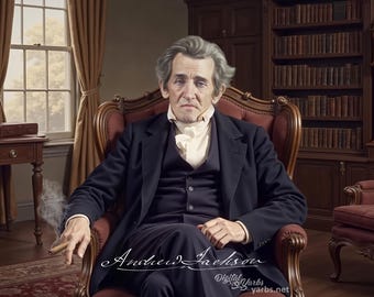 Andrew Jackson - The General's Smoke - Postcard based upon his actual daguerreotype photograph