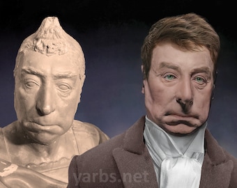 The Real Faces of Marquis de Lafayette LIFE mask 4x6 Postcard by Digital Yarbs Presidents Founding Fathers