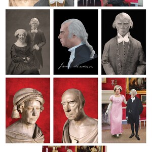 James Madison & Dolley Madison Postcard Pack (9 cartes) - Basé sur leurs masques de vie - Montpellier - Pères fondateurs par Digital Yarbs