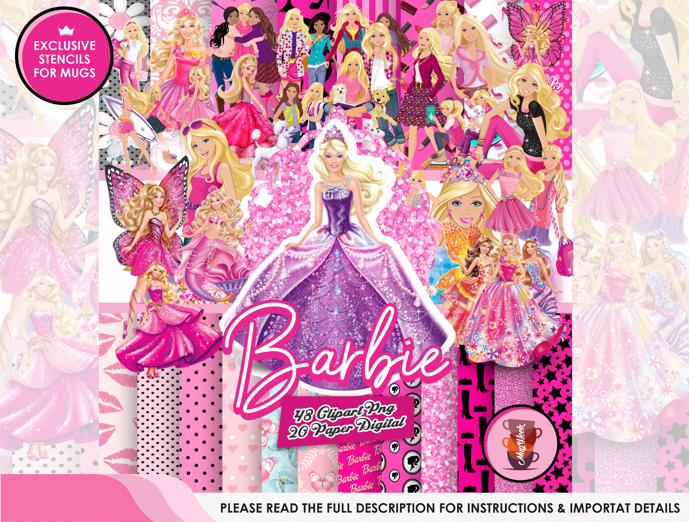 Barbie PNG Barbie Barbie Clipart Barbie Digital Paper | Etsy