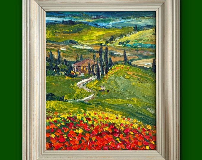 Featured listing image: Summer in Tuscany 10x8 Inches Original Oil Painting By YuliyaZart