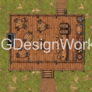DnD 4k Digital Battle Map - Tavern (Day) Map. Dungeons and Dragons, Tabletop Role-Playing Games, Bar Map.