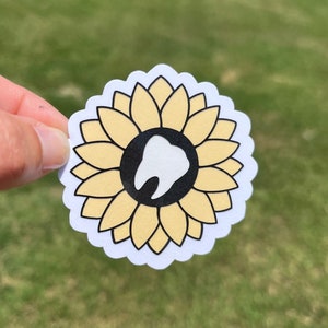 Sun Flower Tooth Sticker for Dental Hygienist, Dental Assistant, RDH, Dental Student Gift, Hygienist Gift, Assistant Gift, Dentist