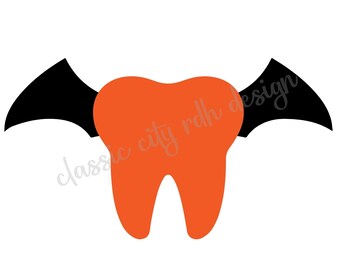 Tooth Bat Wing Halloween with Eyes SVG files, digital download for Cricut or Silhouette (includes .svg .png .jpg .pdf .dxf) Dental Teeth