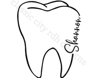 Aangepaste naam tand knipsel tandheelkundige SVG-bestanden, digitale download voor Cricut of Silhouette (inclusief .jpg .svg .png .pdf) mondhygiënist, tand