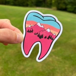 Dental Sticker of Mountains, Dental Hygienist, Dental Assistant, Tooth Dental, Dental Student Gift, Hygienist Gift, Assistant Gift, Dentist