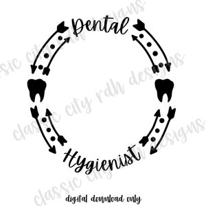 Arquivos SVG da coroa do círculo do higienista dental, download digital para Cricut ou Silhouette (inclui .jpg .svg .png .pdf) rdh, círculo dental