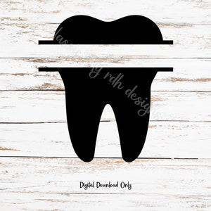 Arquivos SVG de dente com recorte de nome, download digital para Cricut ou Silhouette (inclui .svg .png .jpg .pdf .dxf) assistente de higienista dental