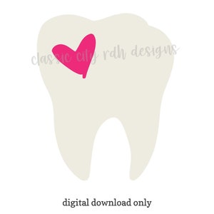 Dental Tooth Heart Overlap SVG files, descarga digital para Cricut o Silhouette (incluye .jpg .svg .png .pdf)higiene dental, dental