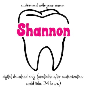Dente dental SVG personalizado com nome Groovy, download digital Cricut ou Silhouette (inclui .jpg .svg .png .pdf) higienista dental, assistente