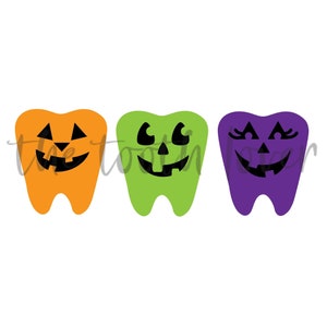 Arquivos SVG de Halloween Pumpkin Teeth, download digital para Cricut ou Silhouette (inclui .svg .png .jpg .pdf .dxf), Dental SVG, Tooth SVG