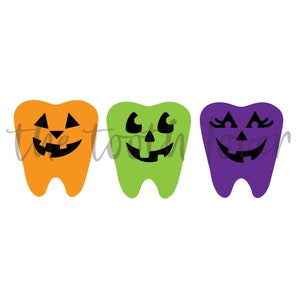 Halloween Pumpkin Teeth SVG files, digital download for Cricut or Silhouette (includes .svg .png .jpg .pdf .dxf), Dental SVG, Tooth SVG