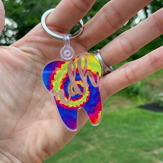 RDH Dental Hygienist Tie Dye Tooth Keychain for Dental Etsy