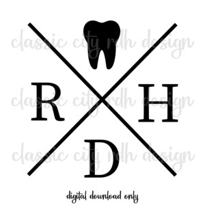 Arquivos RDH Cross SVG, download digital para Cricut ou Silhouette (inclui .svg .png .jpg .pdf .dxf) dente higienista dental