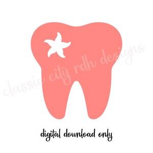 Star Fish Tooth Cutout SVG arquivos download digital para Cricut Silhouette (inclui .jpg .svg .png .pdf) higienista dental, assistente Summer